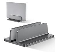 Bewahly Support Ordinateur Portable Vertical, Support PC Portable en Aluminium Réglable Bureau Laptop Stand pour MacBook Pro/Air, iPad, Surface, HP, Lenovo, Tablette et Autre Laptops - Gris