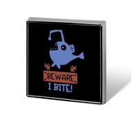 Beware I Bite Brooch Pins for Women Men Square Collar Lapel Pins Coat Jacket Accessories