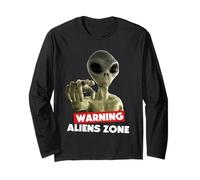 Beware of Aliens Warning Area 51 Illustration Graphic Manche Longue