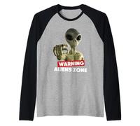 Beware of Aliens Warning Area 51 Illustration Graphic Manche Raglan