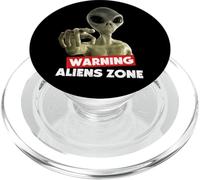 Beware of Aliens Warning Area 51 Illustration Graphic PopSockets PopGrip pour MagSafe