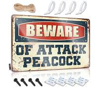 Beware Of Attack Peacock Decaor Southern - Art mural vintage affirmation (20 x 30 cm)
