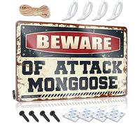 Beware Of Attack Plaque mangouste décorative Motif bière 30 x 40 cm