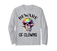 Beware of Clowns Scary Clown Skull Skeleton Rainbow Clown Manche Longue