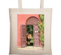 Beware of Dog Funny Lion Art Sac fourre-tout en coton écologique Beige, beige, Taille unique