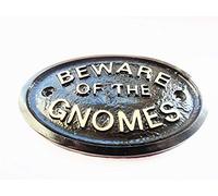 "BEWARE OF THE GNOMES" HOUSE/GARDEN WALL PLAQUE (Black)