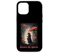 Beware The Spores Dark Gothic Plague Doctor Champignon Champignon Coque pour iPhone 12/12 Pro