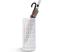 BEWBBAT Porte-parapluie rond en métal pour entrée, support de parapluie sur pied, bac de rangement de parapluie rond avec 3 crochets pour parapluie long et court, canne, bureau à domicile, intérieur,