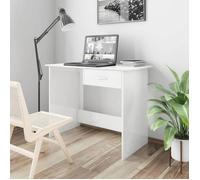 BEWI®Bureau secrétaire,Table d'écriture - Bureau informatique Blanc brillant 100x50x76 cm - Bois d’ingénierie FR691038