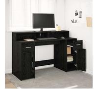 BEWI® Bureau Table de secrétaire - Bureau informatique avec porte Chêne noir 140x55x91 cm - Bois d'ingénierie FR982308