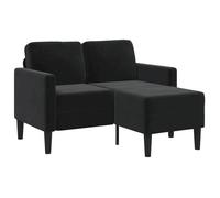 BEWI®Canapé 2 places - Chaise de canapé fixe - Canapé d'amour DOUBLE, avec méridienne en L noir 125 cm velours &FR89080