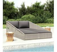 BEWI®Lit de jardin 1 place - Bain de Soleil,Transat Jardin - Gris 110x200 cm Résine tressée &FR445893