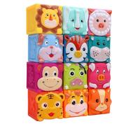 Bewinner 12 Pièces Blocs pour bébé Empilables Jouets de Construction, Blocs éducatifs d'empilage d'animaux pour Les Nourrissons et Les Tout-Petits, Ensemble de Jeu de Développement en Plastique