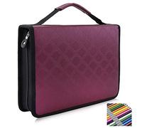 Bewinner 150 Fentes étui à Crayons en Cuir PU étui à Crayons Sac à Fermeture à glissière Sac Organiser et protéger Crayons pour Amateur d'art, Artiste passionné de Livre à