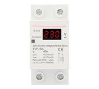 Bewinner 230V 40A Protection Contre Surtension et sous-Tension, Montage | Dispositif de récupération de tension, reconnexion automatique, montage sur rail DIN, 35 mm, 8,8 KVA, conception modulaire,