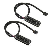Bewinner 2pcs 3Pin 4Pin PWM Fan Hub Cable, 5 Ways 12V PC CPU Cooling Fan Power Cable Hub Splitter, PWM Case Fan Splitter for Desktop Cooler Case Fans