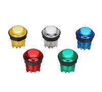 Bewinner 5 Pièces Boutons Poussoirs d' LED éclairés 28mm Bouton Poussoir de Machine de Jeu 5V Plug Play Multicolore Rouge Jaune Blanc Vert Bleu pour Panneaux de Console d' (12V)