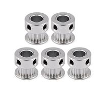 Bewinner 5 Poulies de Distribution, Poulie de Synchronisation pour Imprimante 3D 20T 5mm / 8mm pour Courroie de Distribution de 6mm, Roue Synchrone à Engrenages en Aluminium, Argent(8mm)