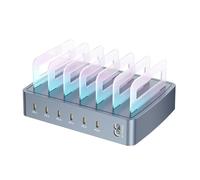 Bewinner 6 Port USB C Station de Charge 120W, Chargeur de Bureau avec 20 W par Port Fast Pd Charge, Partitions Réglables, RVB Reshing Light for Office Home Liptop Tablet (Prise UE)