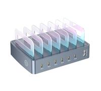 Bewinner 6 Ports PD Charger de Bureau à Charge Rapide, 120 W 6 Port USB Station de Charge, 20 W Chaque Port, Voyant RVB, adapté à la Maison sur Le Bureau, la Table de Nuit ou Le Bureau, (Prise UE)