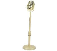 Bewinner Accessoires de Microphone Rétro, Faux Modèle de Microphone Vintage Léger avec Support Relevable pour Cosplay, Photographie, Performance sur Scène et Prise de Vue - Argent (Gold)