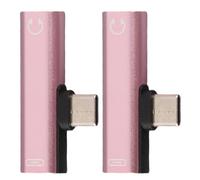 Bewinner Adaptateur 2 en 1 TypeC à 3.5mm, Chargeur pour LeEco, Prise Casque en Alliage D'aluminium, 2 Pièces pour Appareils de Type C (Pink)