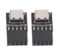 Bewinner Adaptateur Convertisseur USB 2.0 9 Broches vers Type C pour Panneau Avant, 2 Cartes d'extension d'en-tête Interne pour Carte Mère PC, Connecteur USB C Plug and Play pour Port Avant