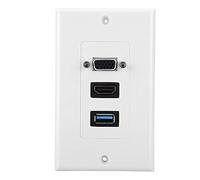 Bewinner Adaptateur de Panneau Mural US 3 Ports VGA USB3.0, Plaque Murale ABS Ignifuge avec Vis pour Une Installation Facile