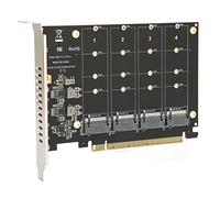 Bewinner Adaptateur PCIe M.2 à 4 Baies, Carte D'extension de Transfert SSD NVMe M.2 vers PCIe 4.0 X16, Prise en de la Carte Divisée M.2 X16 2230 2242 2260 2280