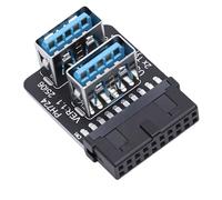 Bewinner Adaptateur USB 3.0 pour Panneau Avant 19 Broches vers Double Type A Femelle, Convertisseur à 90 Degrés pour Carte Mère, Transfert de Données Haute Vitesse 5 Gbit/s, Connecteur Interne PC
