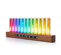 Bewinner Affichage du Musical LED avec 12 Tubes Lumineux, 240 Lumières RVB, Analyseur Audio sans Fil, luminosité des Couleurs Réglable et Base en Noyer pour Décoration de Fête à