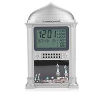Bewinner AL-HARAMEEN Horloge De Prière Musulmane Horloge De Table Rétro-Éclairée Islamique Multifonctionnelle pour La Prière AZAN HA-4002