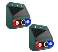 Bewinner Alarme de Capteur de Mouvement Solaire avec Sirène Stroboscopique 129 DB, Dispositif de sécurité étanche pour Cour, Jardin, Ferme, Utilisation en Extérieur, 4 Modes, IP55 (Paquet de 2)