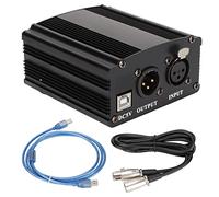 Bewinner Alimentation Fantôme 48 V, Alimentation Fantôme pour Microphone à Fonctionnement Facile, Alimentation Micro à Condensateur 1 Canal avec Câble XLR 3 Broches et Câble USB.