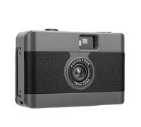 Bewinner Appareil Photo Vintage 35 Mm Réutilisable Rétro avec Flash intégré pour la Photographie de Voyage, Objectif 28 Mm F/8 Mise au Point Manuelle, Appareil Photo Compact Noir Classique pour