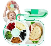 Bewinner Assiette Enfant avec Couvercle, Conteneurs de Collations Multifonctionnels Portables, Distributeur de Collations Sécure, Écologique et Pratique, Vert