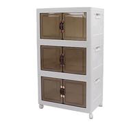 Bewinner Bacs de Rangement Empilables Pliables, Grande Boîte de Rangement Pliable avec Roues et Couvercles, Conteneurs de Stockage Anti-poussière à Double Ouverture (3 Couches)