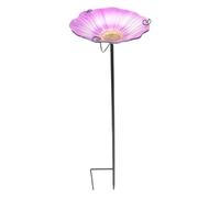 Bewinner Baignoire d'oiseaux de la Fontaine Solaire avec Pieu, Conception de Fonte de Fonte Lourde et Usagée, Décor Extérieur Dissulant la Chaleur pour Balcon de Terrasse du Jardin,