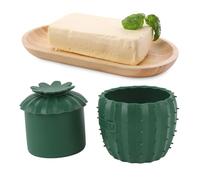 Bewinner Beurrier en Silicone avec Couvercle et Ligne D'eau, Pot à Beurre de qualité Alimentaire Résistant à la Chaleur pour la Cuisine, Couvercle Hermétique pour Préserver la Fraîcheur (vert foncé)