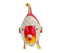 Bewinner Boîte à Bibelots en émail Poisson Koi, Boîte à Bijoux Exquise en pour Bagues, Boucles D'oreilles, Colliers, Alliage Rouge or 2,56x2,56x1,38 Pouces (rouge)