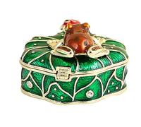 Bewinner Boîte à Bibelots en Feuille de Grenouille, Organisateur de Rangement de Bijoux en émail pour les Amoureux de la Nature en Alliage 1.38x2.44x2.13in (GREEN)