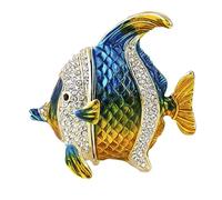 Bewinner Boîte à Bijoux en de Poisson en émail, Design Koi élégant, Fermeture Magnétique pour la Décoration de la Maison (BLUE)