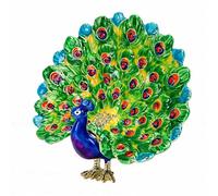 Bewinner Boîte à Bijoux en émail Paon, Boîte de Rangement en Peinte à la Main pour Bagues, Boucles D'oreilles, Colliers, Décoration D'intérieur élégante, Cadeau pour Pendaison de Crémaillère, env.