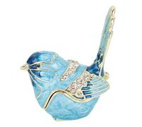 Bewinner Boîte à Bijoux en Forme d'oiseau avec Couvercle à Charnière, Cristaux et émail, Rangement de Bijoux pour Bagues et Boucles d'oreilles, Figurine 'oiseau Décorative pour la Décoration de