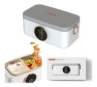 Bewinner Boîte à Déjeuner électrique Portable sans Fil, Auto-chauffante 60W, Rechargeable 16 000 mAh, Économiseur d'Espace pour Repas Chauds en Extérieur