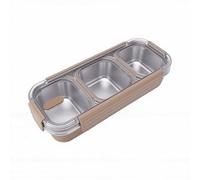 Bewinner Boîte à Déjeuner en Acier Inoxydable 304, Récipient de Stockage des Aliments étanche avec Compartiments Amovibles, Boîte à Rectangulaire à Deux Grilles de 740 Ml pour Pique-nique au Bureau