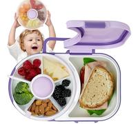 Bewinner Boîte à goûter enfant compartiments étanches avec couvercle, boîte repas multifonction pour bébé et tout-petits - idéale maison et voyage (violet)