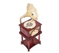 Bewinner Boîte à Musique Gramophone Vintage, Conception Mécanique d'horlogerie avec Un Savoir-Faire Exquis, Décoration Rétro de Maison et de Bureau pour Salon ou Bureau (Gramophone Marron avec Base)