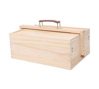 Bewinner Boîte de Rangement Compacte en Bois pour Fournitures D'art, avec Poignée en Cuir, Boîte de Rangement Multifonctionnelle pour Outils D'artiste, Taille 36,2x23,5x14,92 Cm
