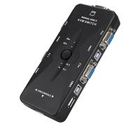 Bewinner Boîtier de Commutation KVM USB 2.0 à 4 Ports pour PC, Adaptateur Hub de Moniteur VGA pour Clavier, Souris, Imprimante, Partage de Périphériques USB, Aucun Logiciel Requis